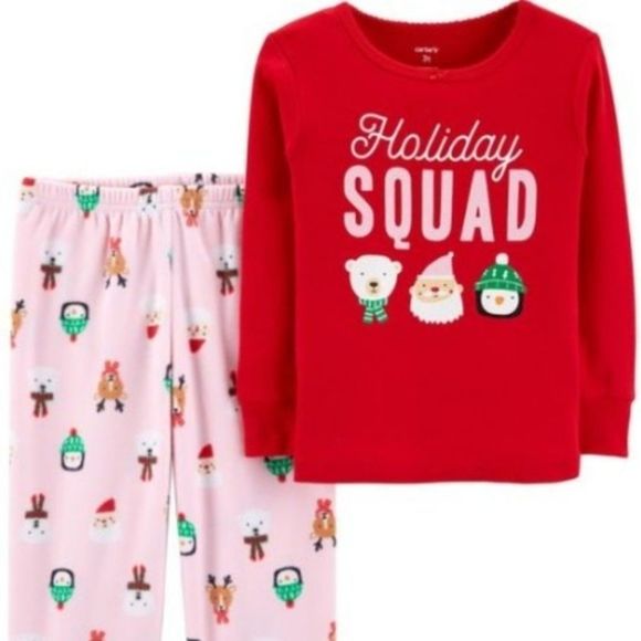 NWT Carter's 2-Piece Holiday Cotton & Fleece PJs - Picture 2 of 2